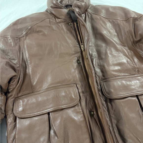 Vintage Eddie Bauer Leather Bomber Puffer Jacket Coat Size S Genuine - Picture 4 of 9